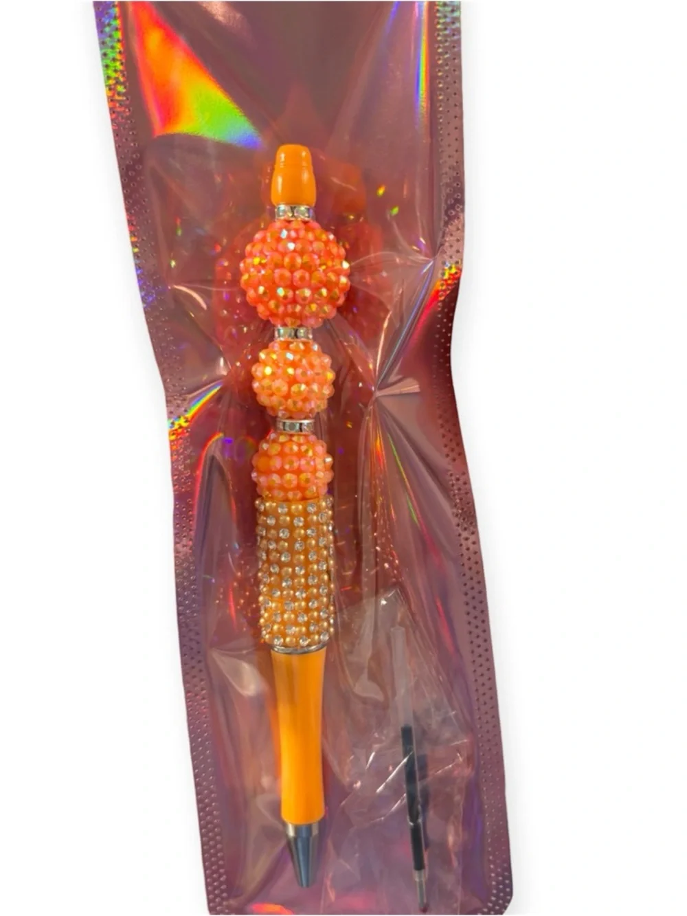 Orange Crystal Beaded Pen